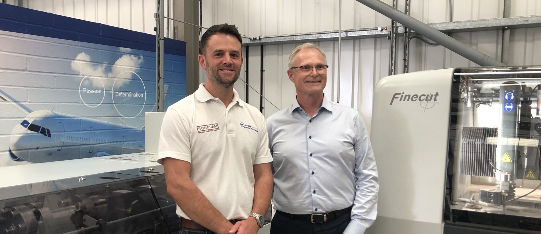Peter Boneham and Christian Öjmertz with a Finecut system at Boneham & Turner