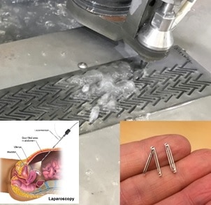 The Surgical clips made by Nitinol and used in Laparoscopy produced by the Finecut WMC500II. The component tolerances are within +/-10 micron