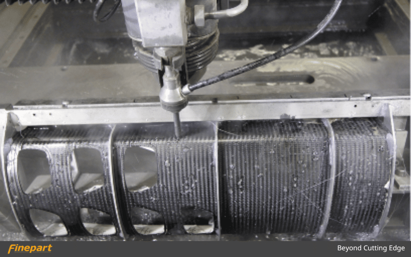 Cutting carbon fiber with Finepart micro abrasive waterjet