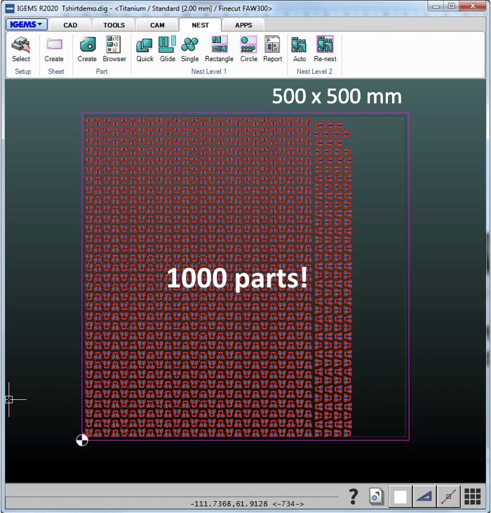 Micro waterjet nesting software