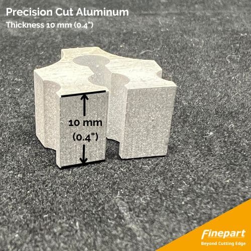 Waterjet precision cutting aluminum part 10 mm