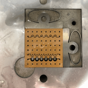 Micro electronic circuit board cut with micro abrasive waterjet