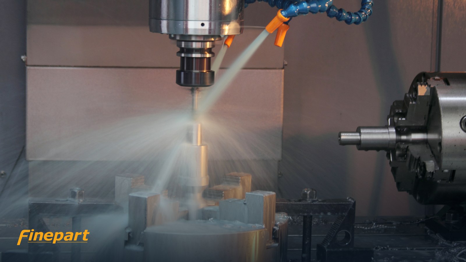 CNC milling cutter machining metal — a contact process with tool wear and clamping forces